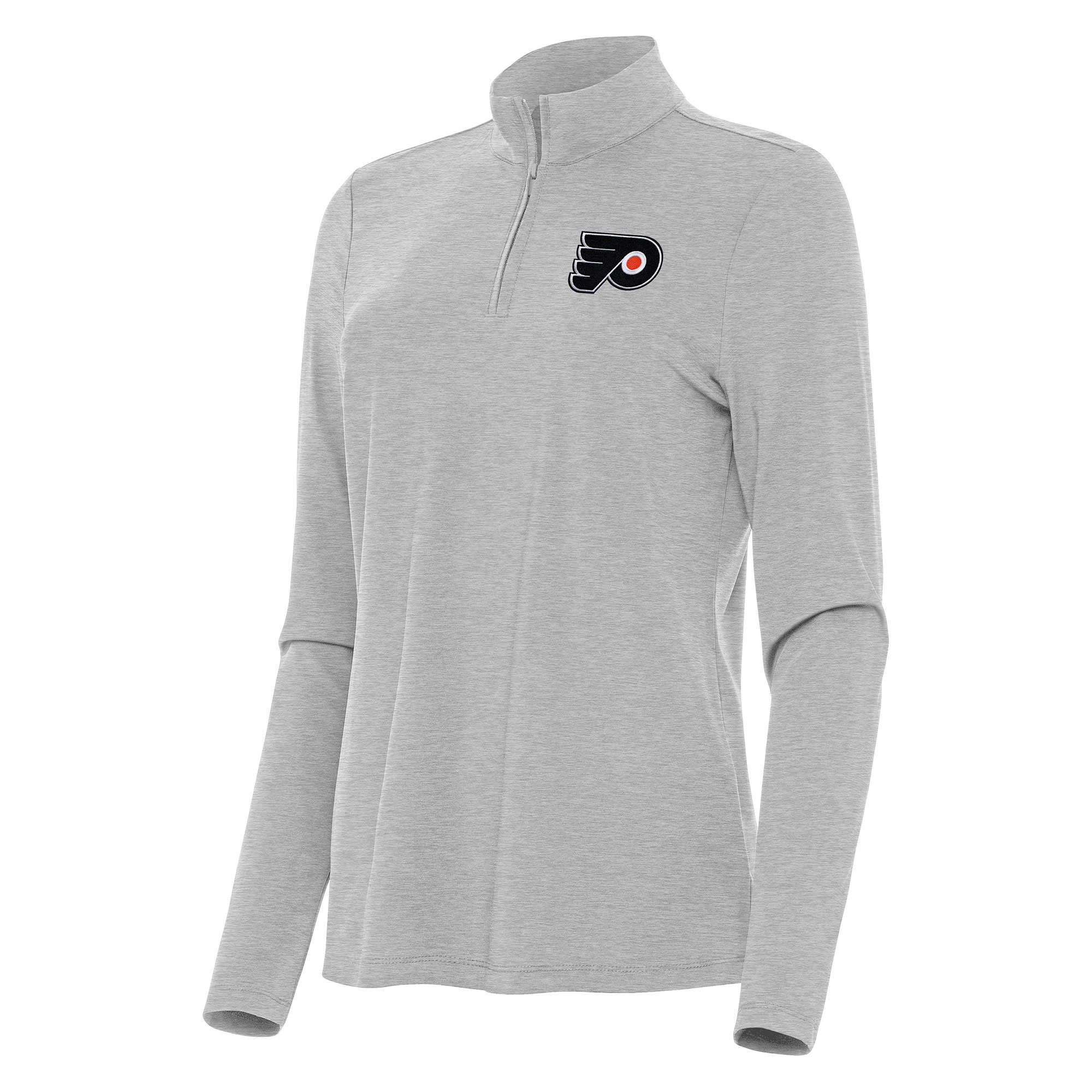 Women's Antigua Heather Gray Philadelphia Flyers Bright Quarter-Zip Top